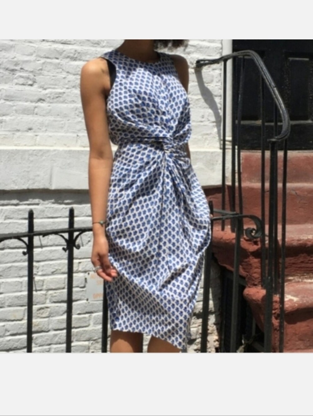 CARON CALLAHAN GOLDIE KNOT FRONT DRESS